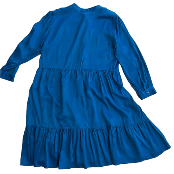 Calme’ by Johnny Was NWT Tiered Mandarin Collar Dress in Peacock Blue, Size M - Picture 2 of 12